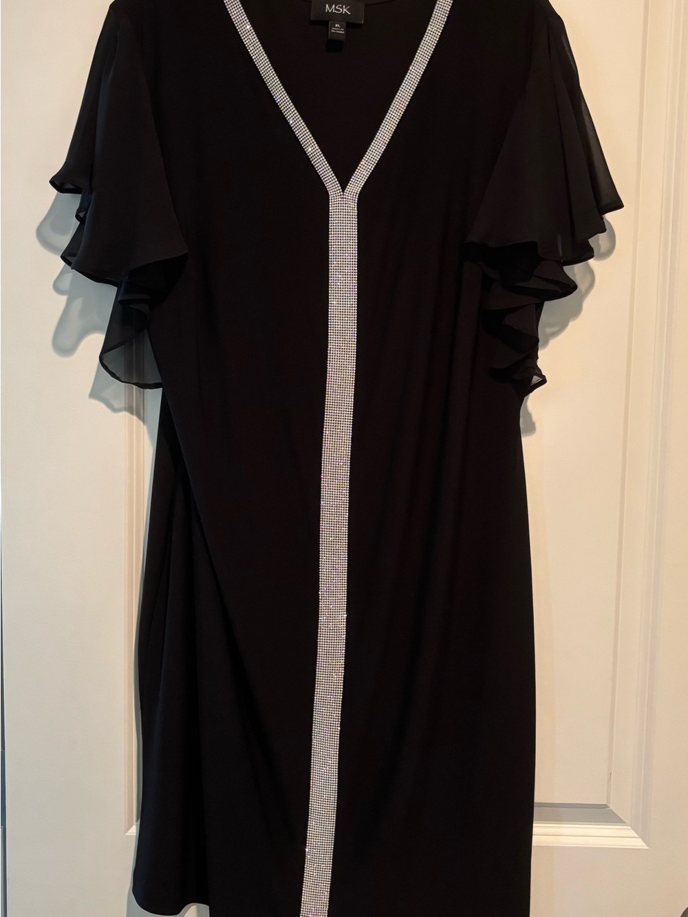 MSK Black Dress with Silver Front Trim
